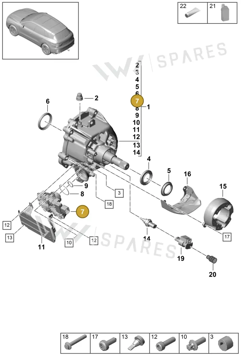 9Y0927755AA — Porsche Cayenne (2017-2023) diagram p51305000, position 7