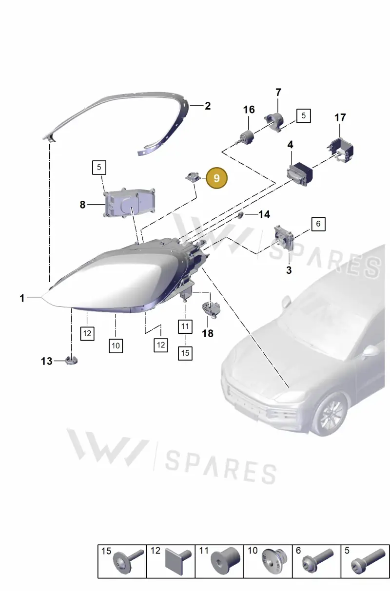 9Y0941052B — Porsche Cayenne Coupe (2023-2023) diagram p60908000, position 9