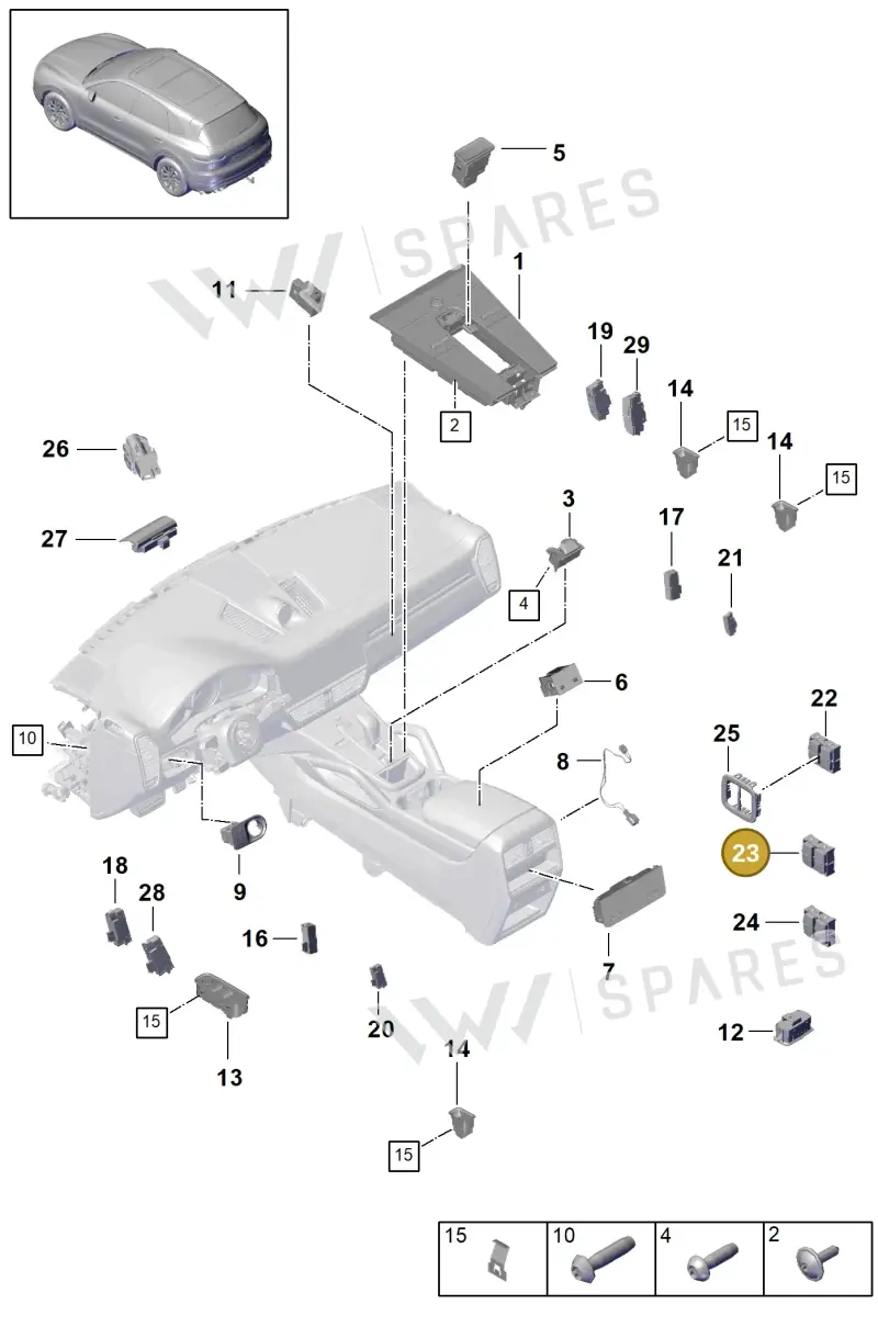 9Y0959511A6N3 — Porsche Cayenne (2017-2023) diagram p51903010, position 23