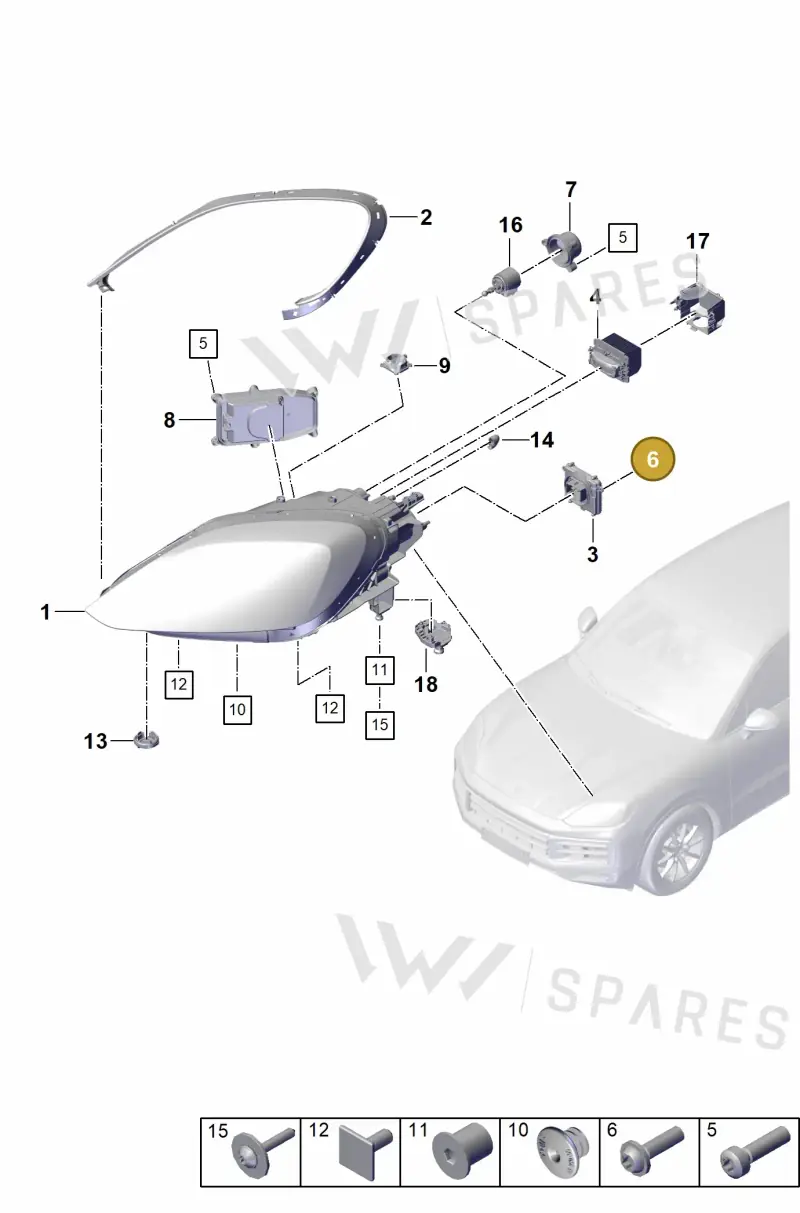 9Y0998119 — Porsche Cayenne Coupe (2023-2023) diagram p60908000, position 6