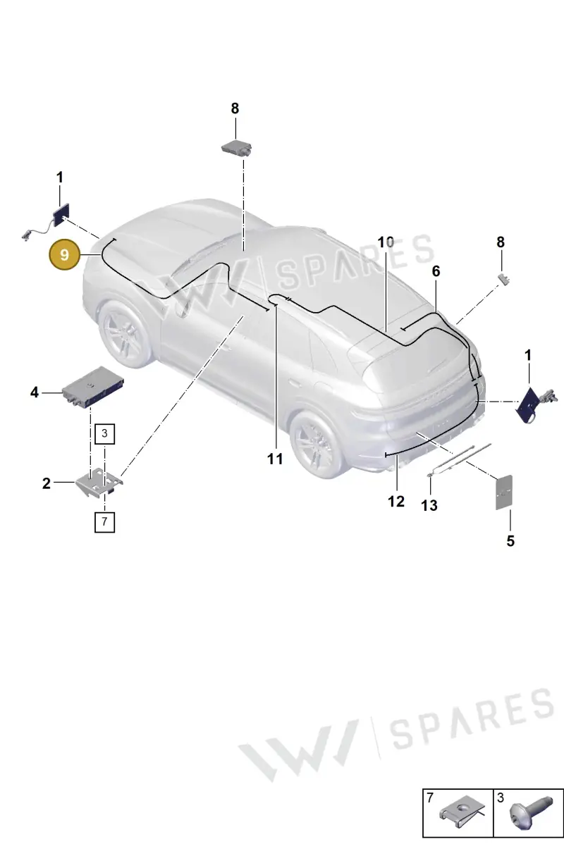 9Y1035550G — Porsche Cayenne Coupe (2023-2023) diagram p60911300, position 9