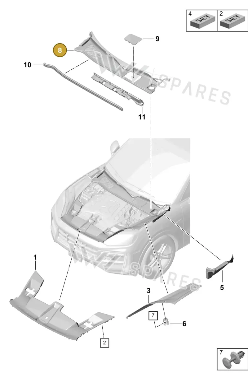 9Y1819401C1E0 — Porsche Cayenne Coupe (2023-2023) diagram p60807070, position 8