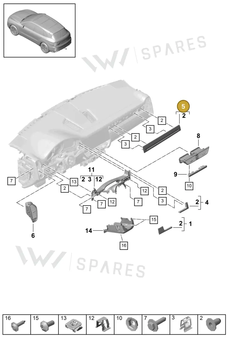9Y1854377ABOR2 — Porsche Cayenne (2017-2023) diagram p51809000, position 5