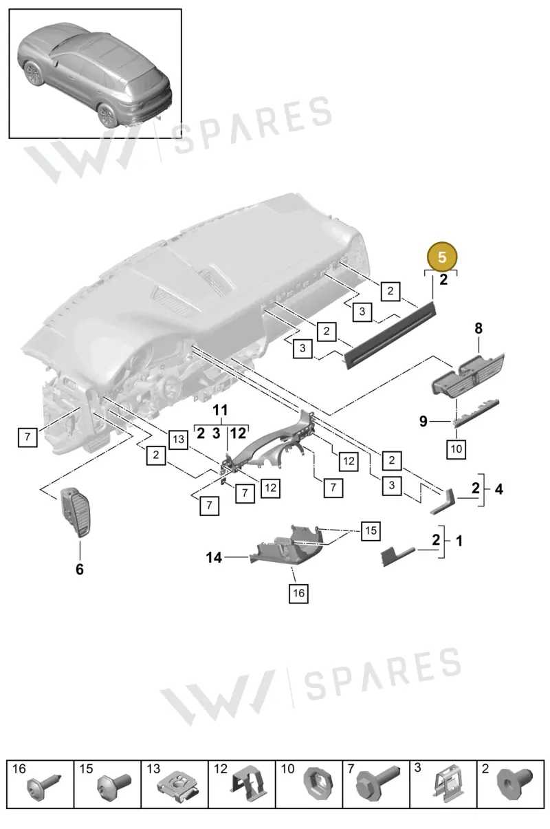 9Y1854377ROO2 — Porsche Cayenne (2017-2023) diagram p51809000, position 5