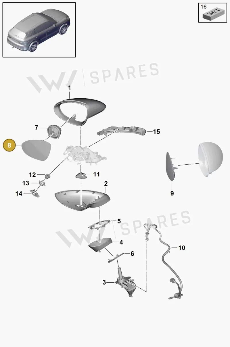 9Y1857521P — Porsche Cayenne Diesel V6 (2017-2023) diagram p51809050, position 8