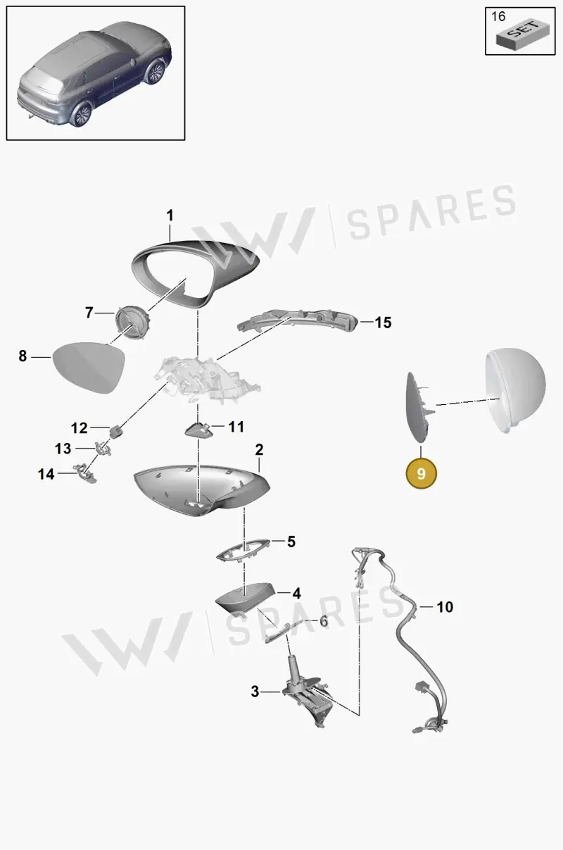 9Y1857522AB — Porsche Cayenne (2017-2023) diagram p51809050, position 9