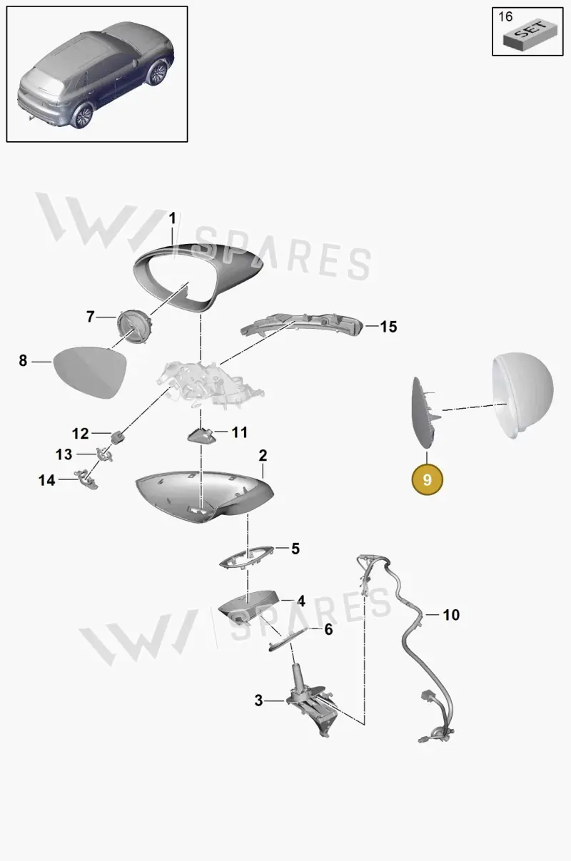 9Y1857522AE — Porsche Cayenne (2017-2023) diagram p51809050, position 9