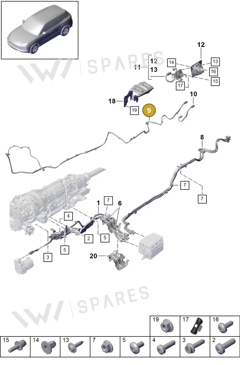 9Y1971059E — Porsche Cayenne (2017-2023) diagram p51901130, position 9