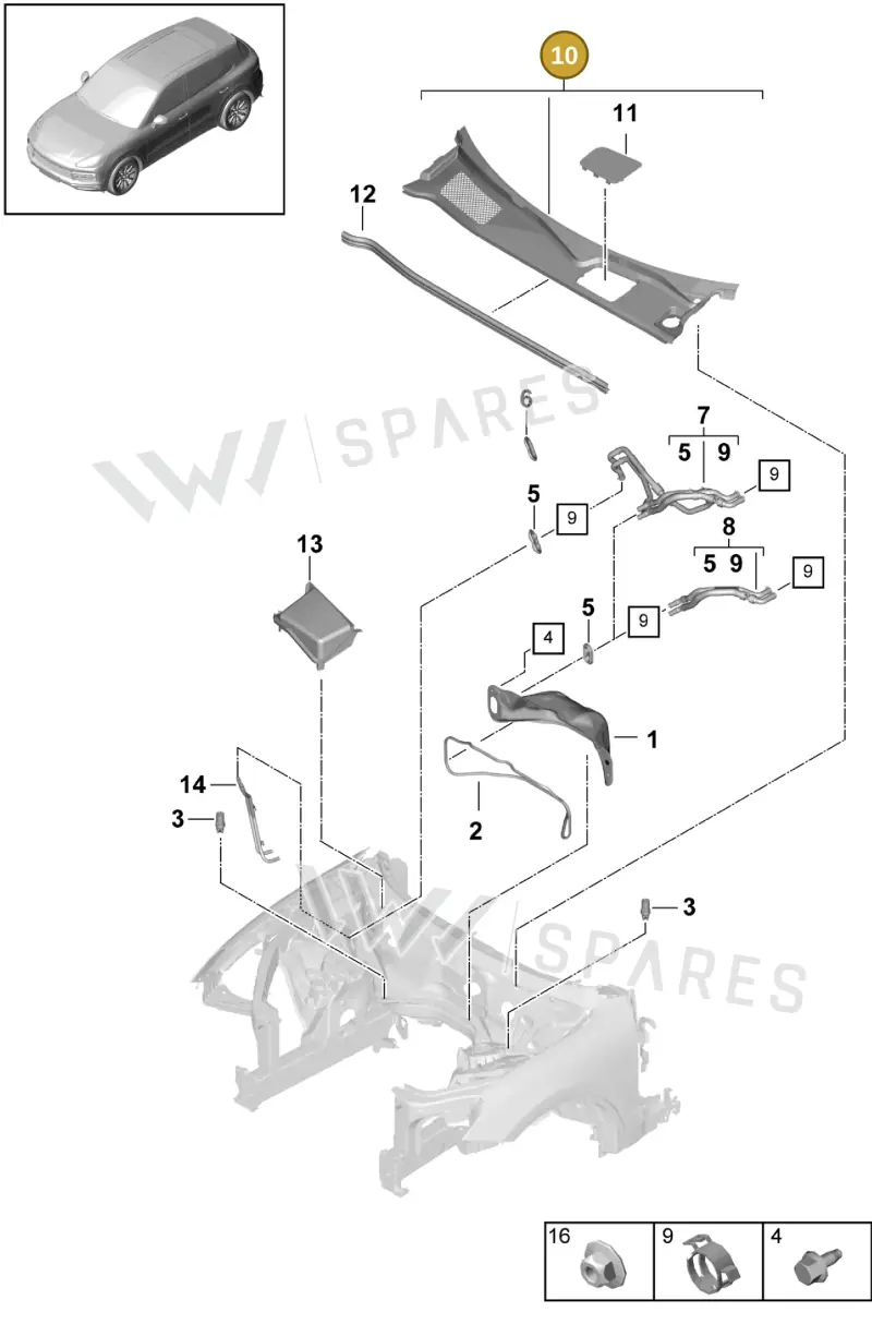 9Y2819401B1E0 — Porsche Cayenne (2017-2023) diagram p51813000, position 10