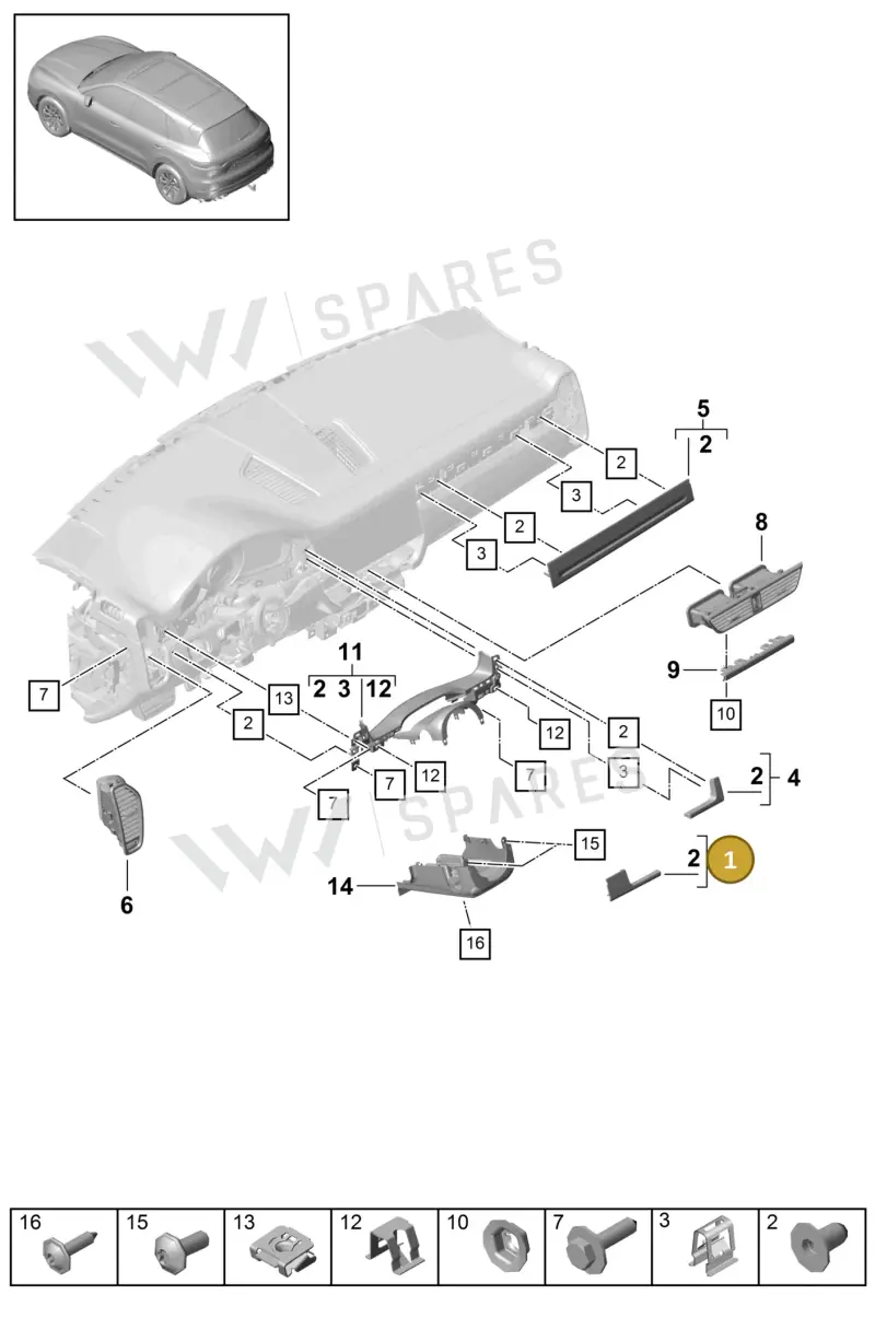 9Y2854397AOV3 — Porsche Cayenne (2017-2023) diagram p51809000, position 1