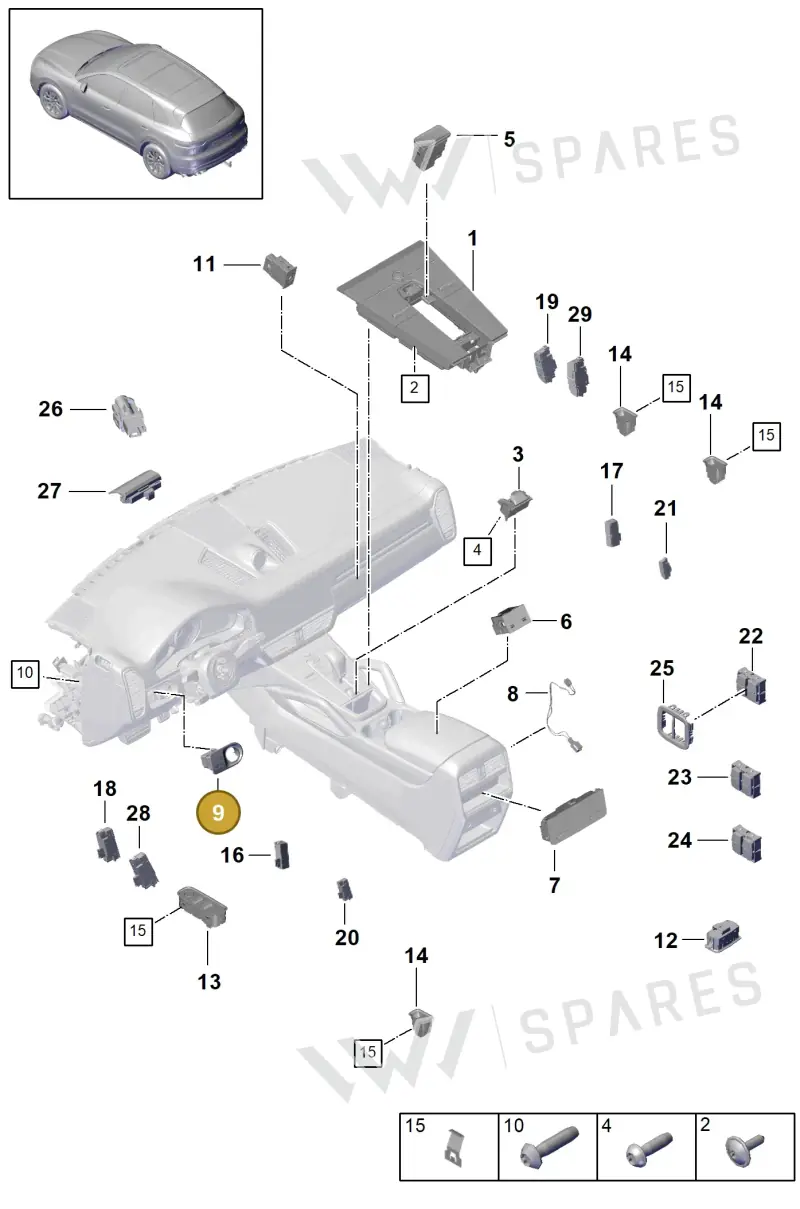 9Y2941209BHTO — Porsche Cayenne (2017-2023) diagram p51903010, position 9