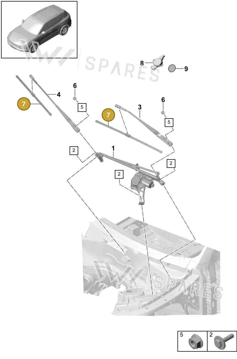 9Y2955329B — Porsche Cayenne (2017-2023) diagram p51904000, position 7