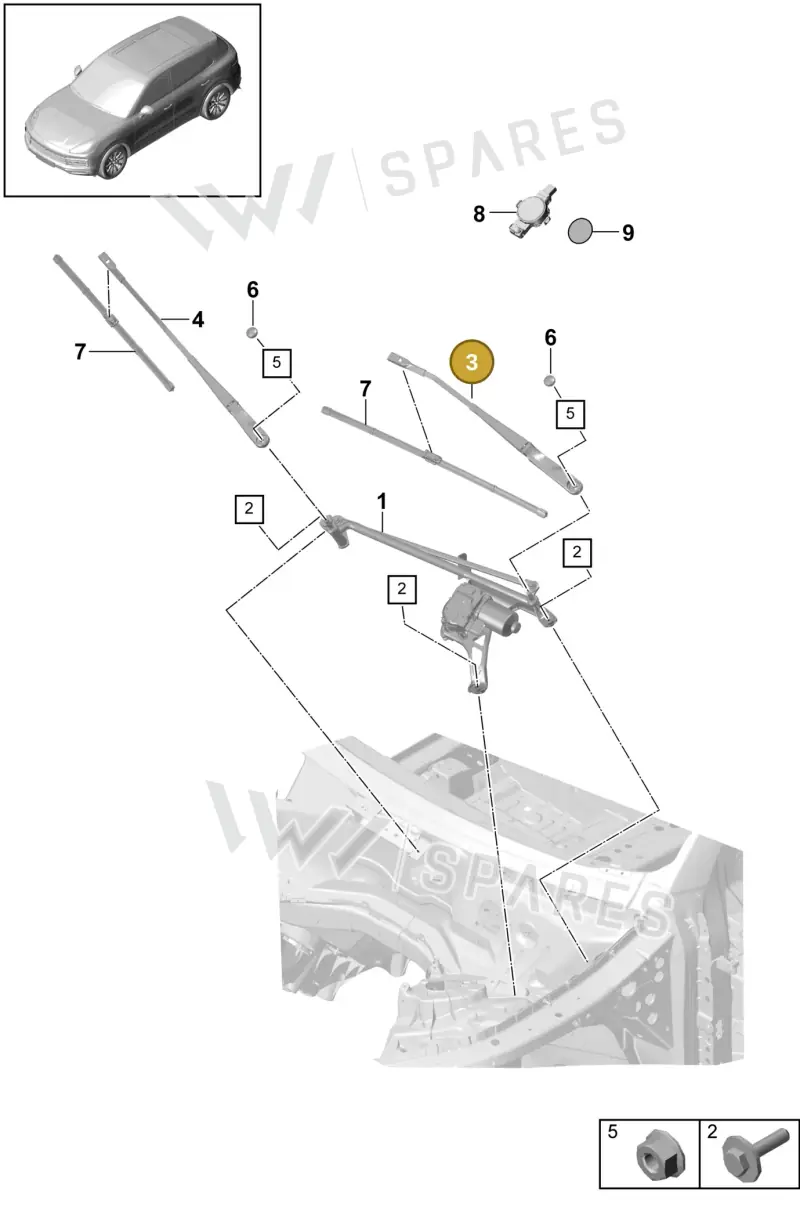 9Y2955407 — Porsche Cayenne (2017-2023) diagram p51904000, position 3