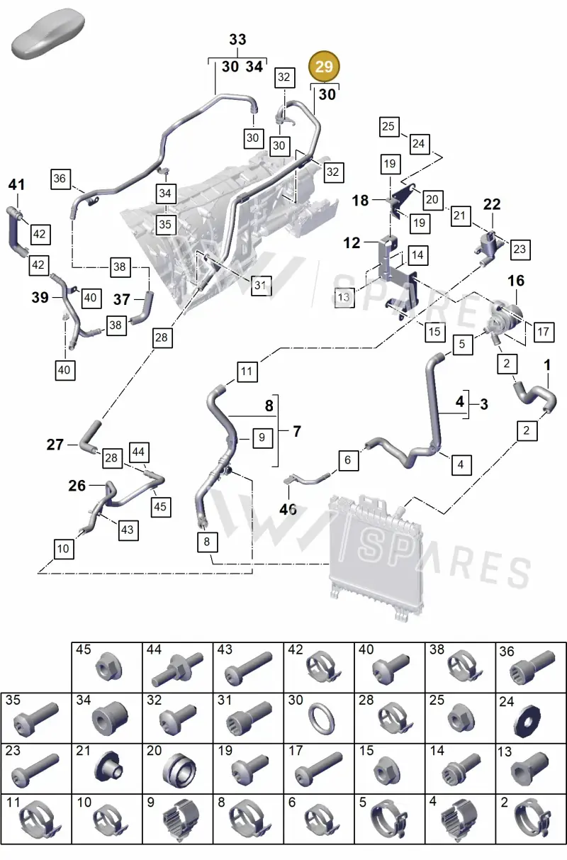 9Y3121487E — Porsche Cayenne Coupe (2023-2023) diagram p60105350, position 29