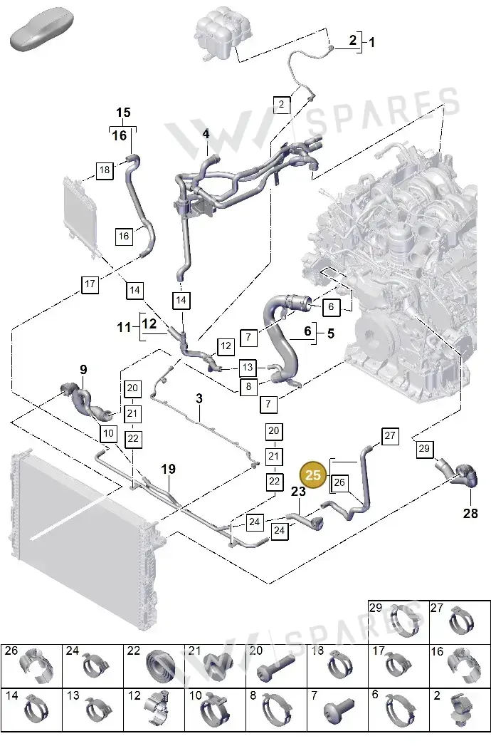 9Y3122073 — Porsche Cayenne Coupe (2023-2023) diagram p60105340, position 25