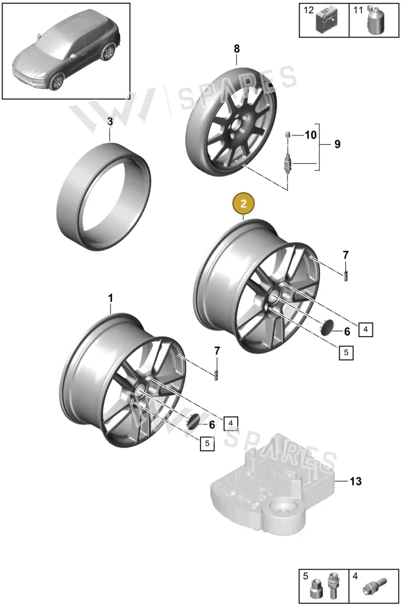 9Y3601025ACOB5 — Porsche Cayenne (2017-2023) diagram p51601000, position 2
