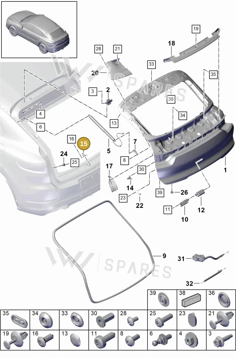 9Y3827517C — Porsche Cayenne (2017-2023) diagram p51803015, position 15