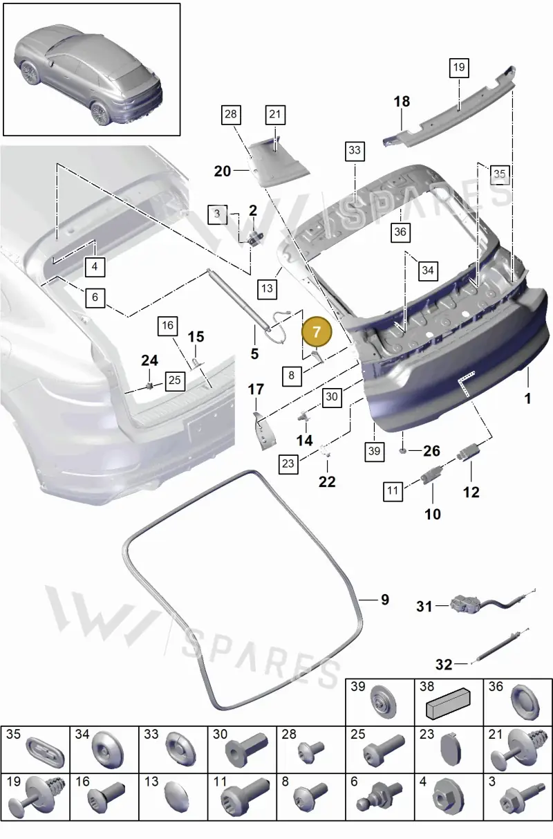 9Y3827601 — Porsche Cayenne (2017-2023) diagram p51803015, position 7
