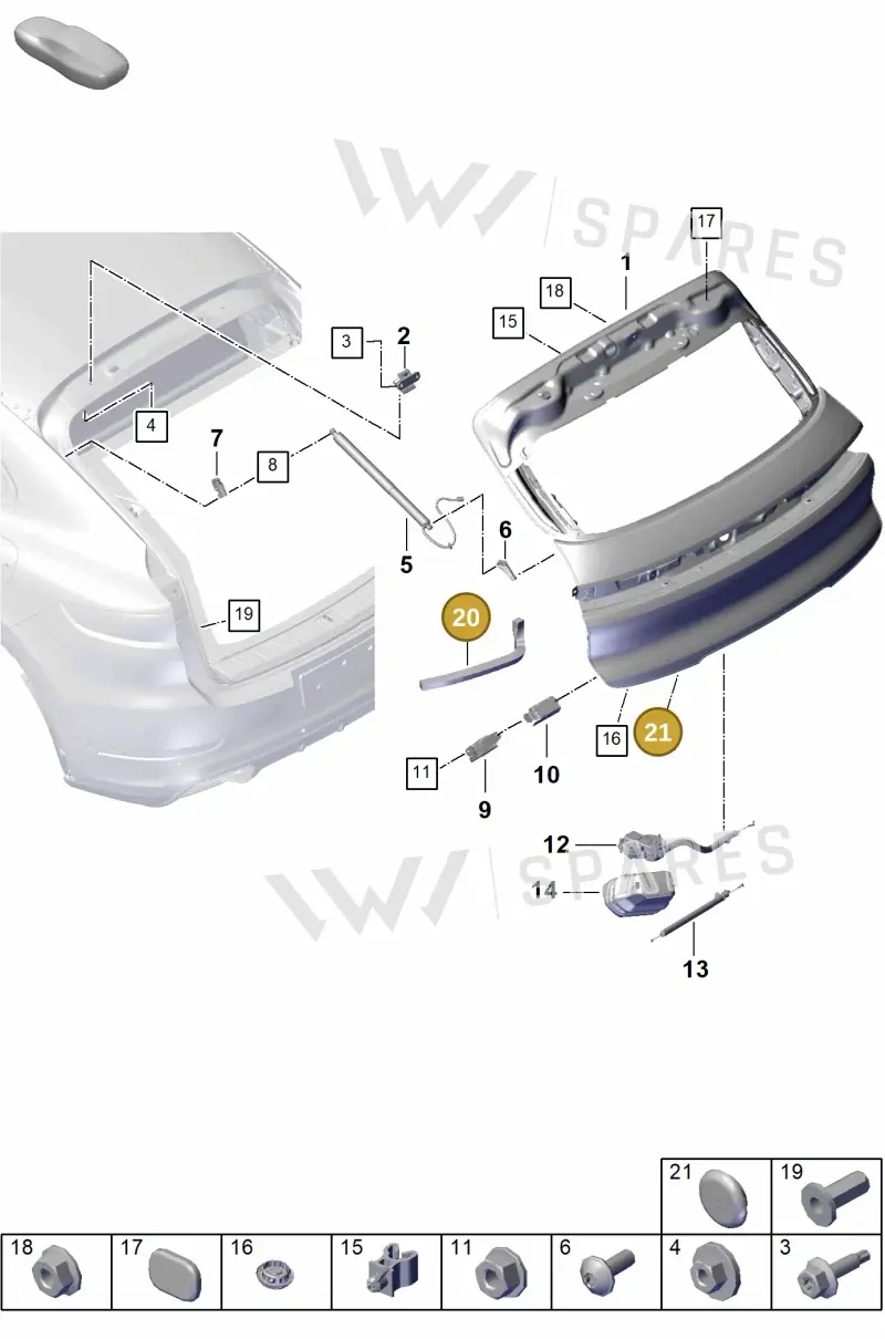 9Y3827781A — Porsche Cayenne Coupe (2023-2023) diagram p60803100, position 20+21