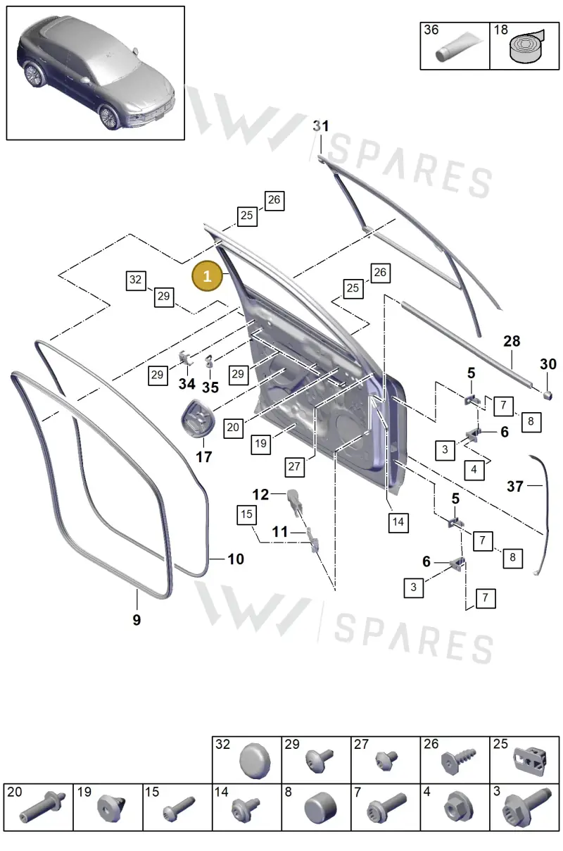9Y3831052Y — Porsche Cayenne (2017-2023) diagram p51804000, position 1