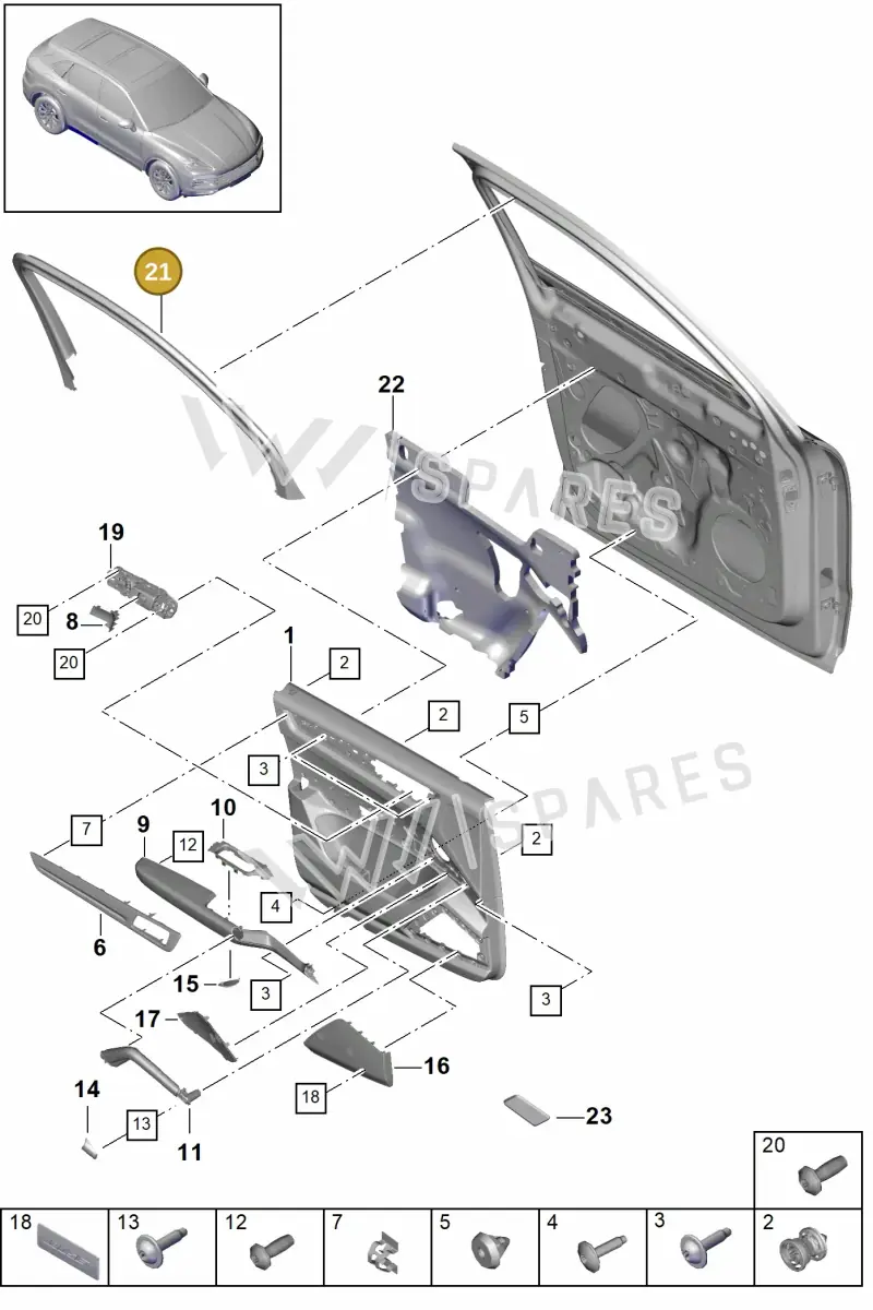 9Y3867587A1E0 — Porsche Cayenne (2017-2023) diagram p51808000, position 21