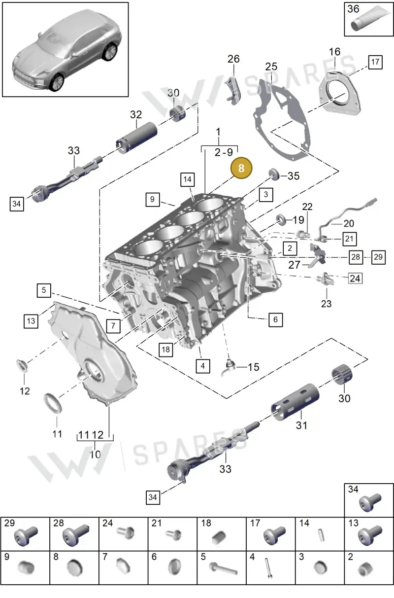 N01190110 — Porsche Macan R4 TFSI (2018-) diagram p52101111, position 8