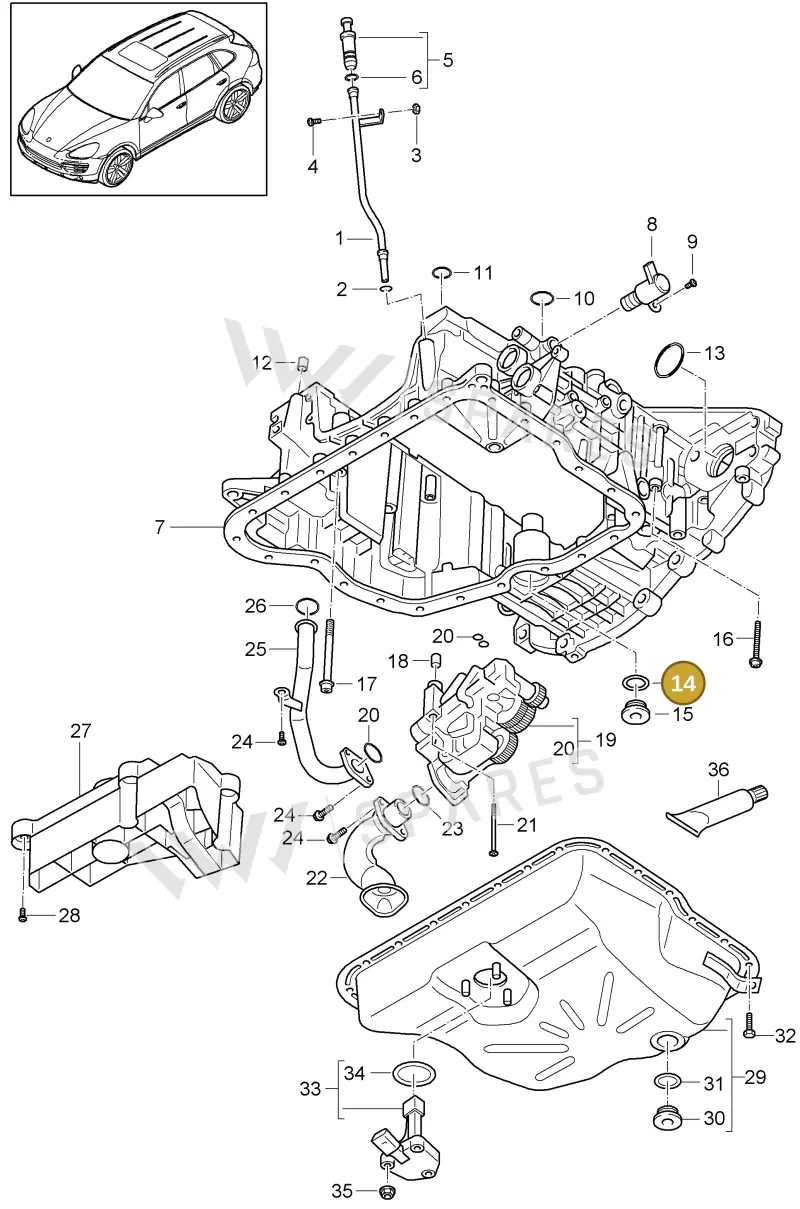N0138165 — Porsche Cayenne (2010-2018) diagram p37104045, position 14
