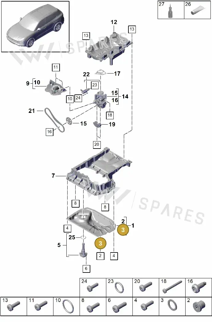 N0138498 — Porsche Cayenne Diesel V6 (2017-2023) diagram p51104025, position 3