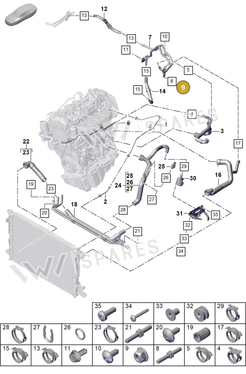 N01508210 — Porsche Cayenne Hybrid Coupe (2023-) diagram p60105300, position 9
