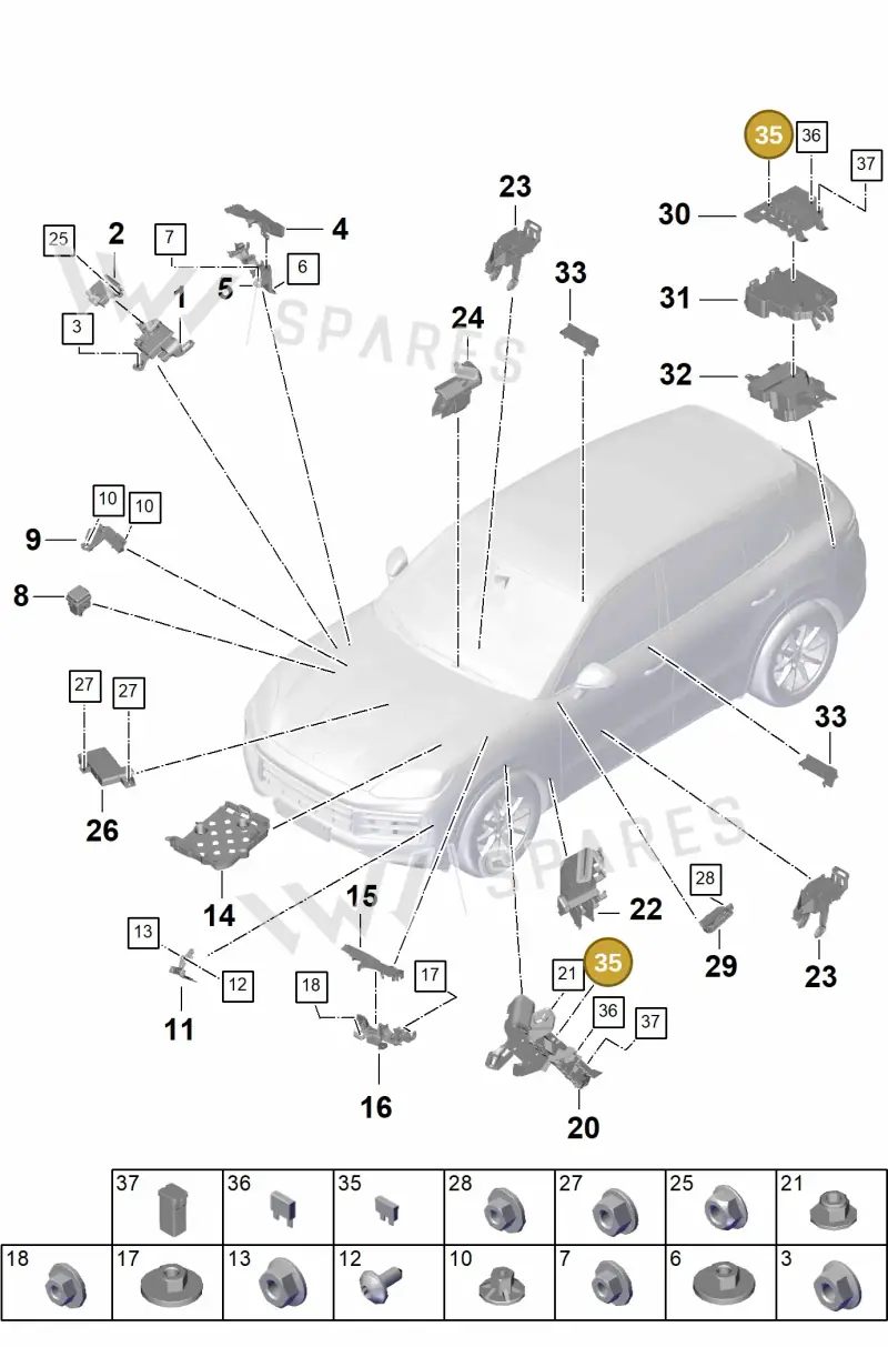 N01713114 — Porsche Cayenne Hybrid Coupe (2023-) diagram p60902000, position 35