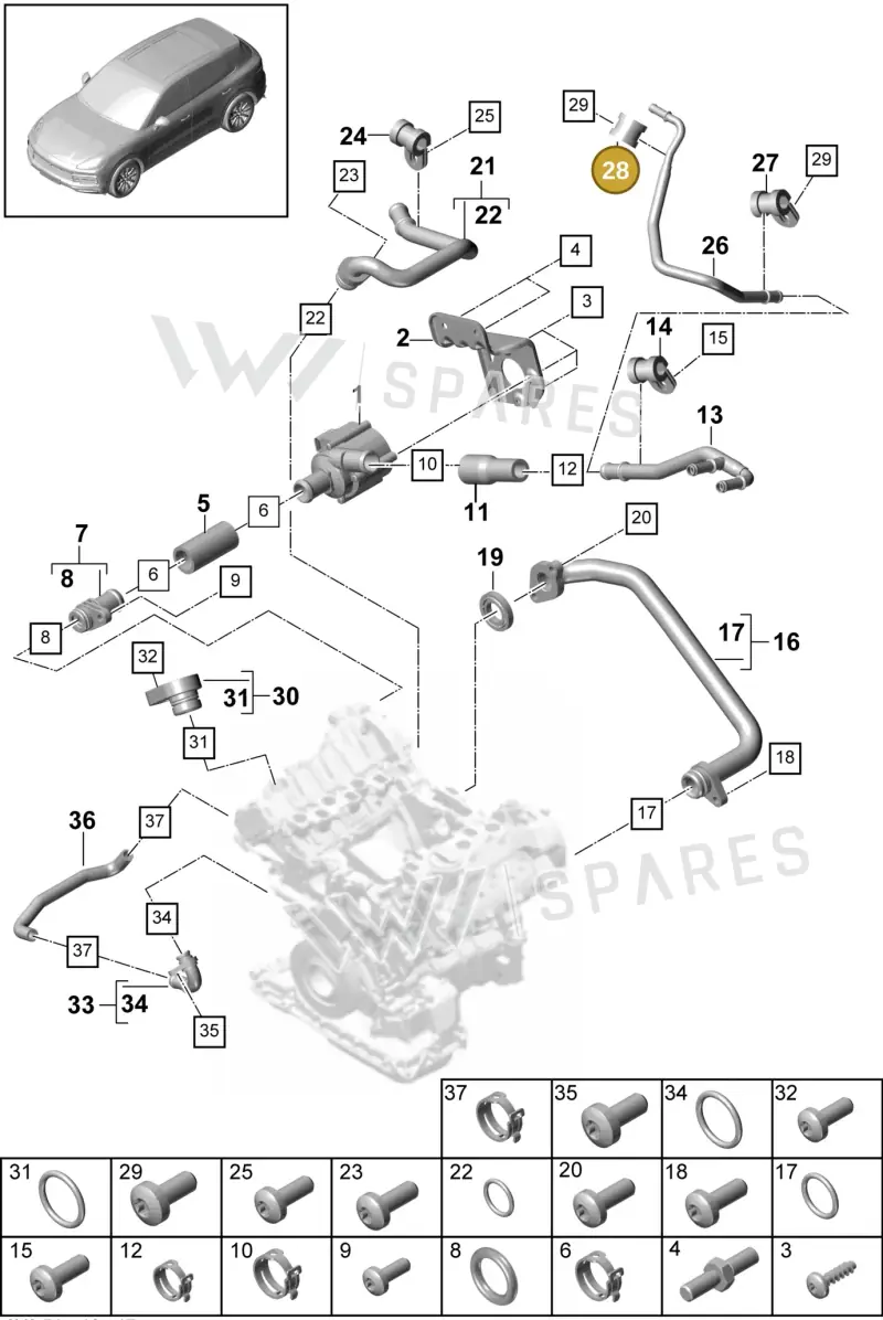 N02065110 — Porsche Cayenne Diesel V6 (2017-2023) diagram p51105030, position 28