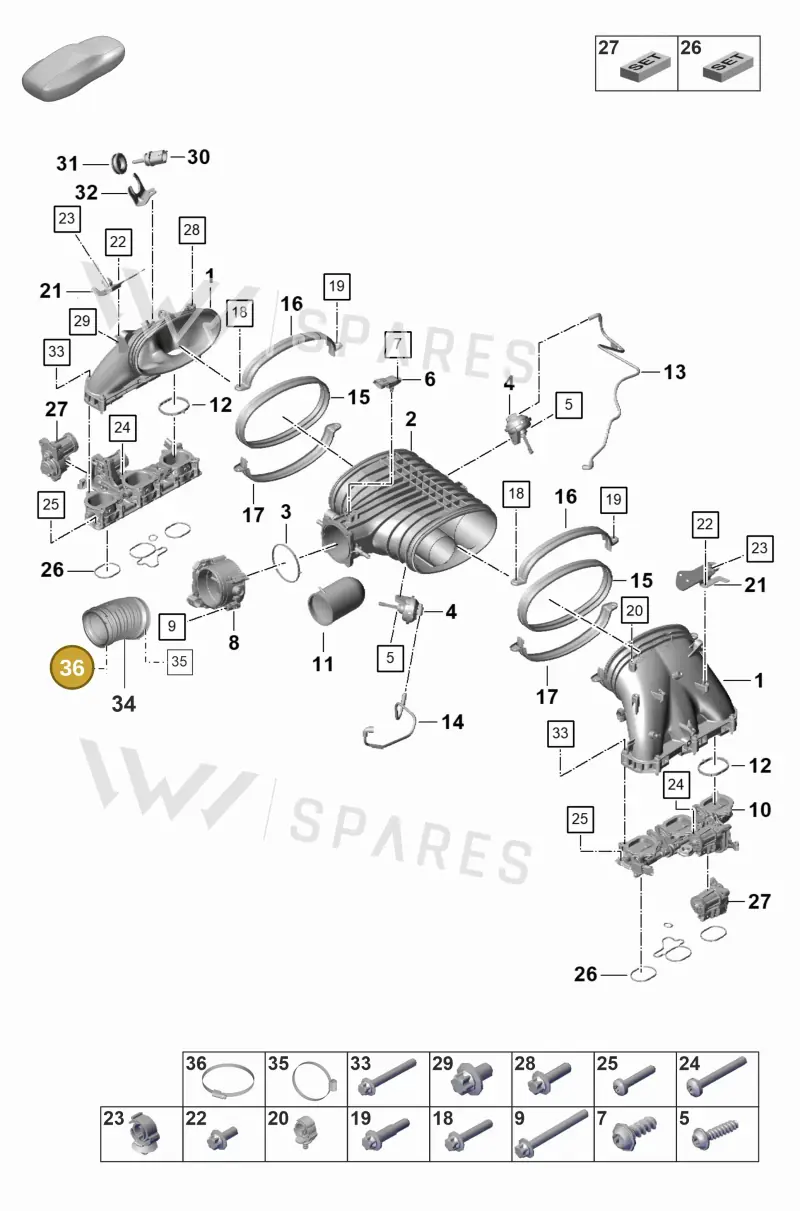 N0245133 — Porsche GT3 RS (2021-) diagram p59107100, position 36