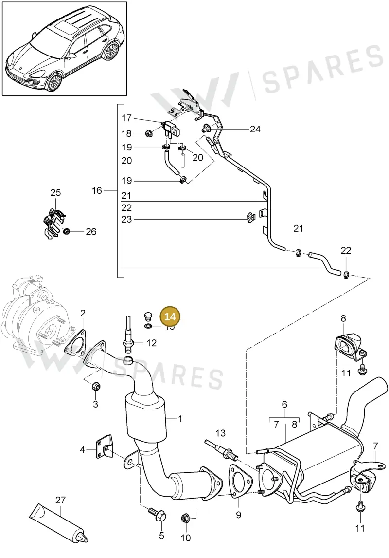N0297042 — Porsche Cayenne (2010-2018) diagram p37202020, position 14