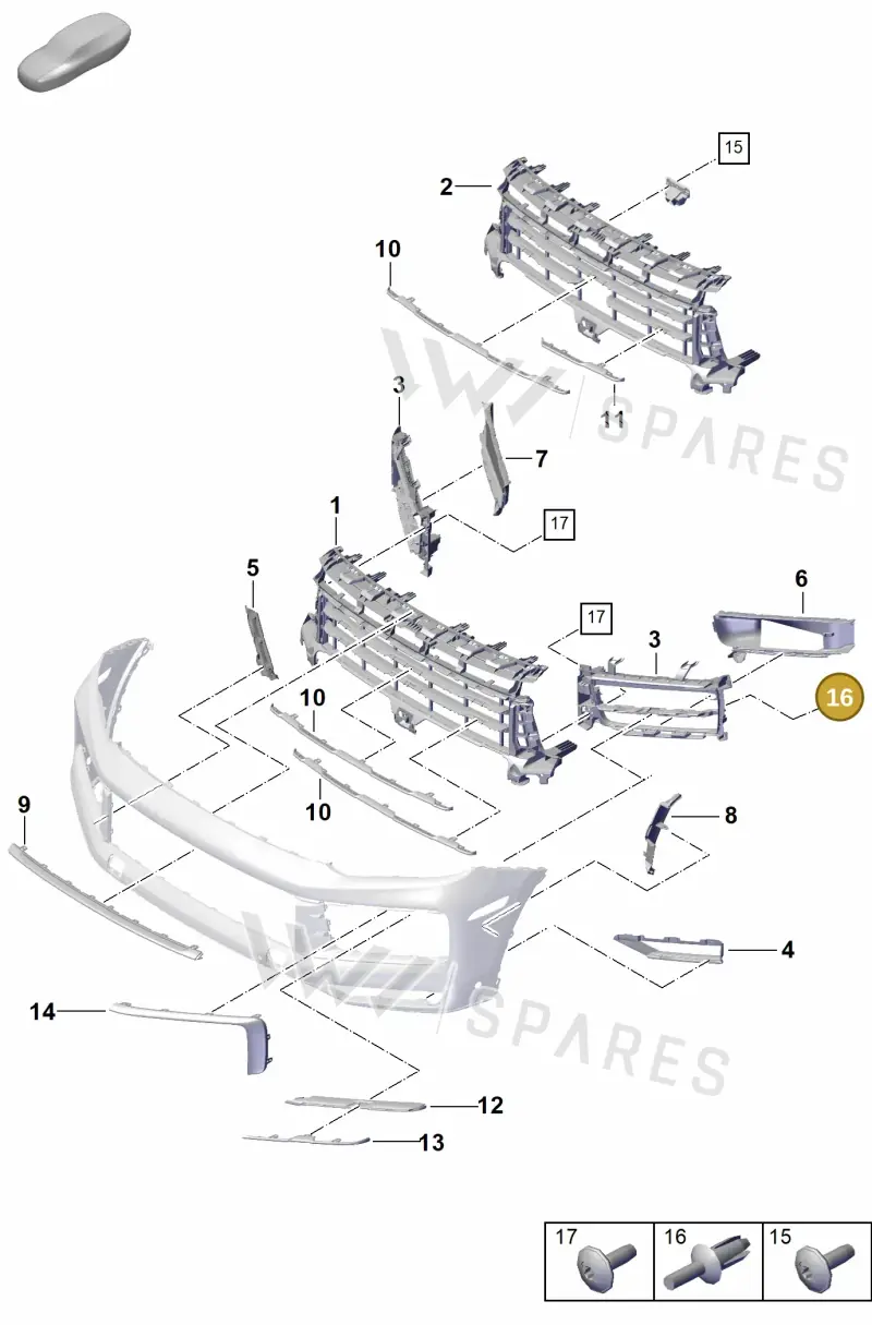 N0385012 — Porsche Cayenne Hybrid Coupe (2023-) diagram p60802005, position 16