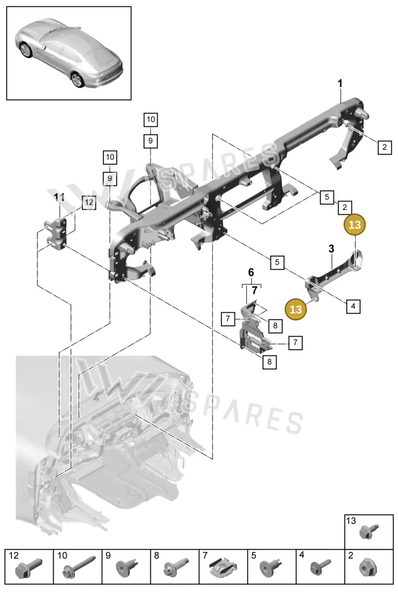 N10045504 — Porsche Panamera 4 Hybrid (2020-2023) diagram p49809020, position 13