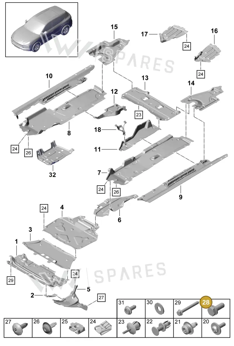 N10082912 — Porsche Cayenne Diesel V6 (2017-2023) diagram p51801075, position 28