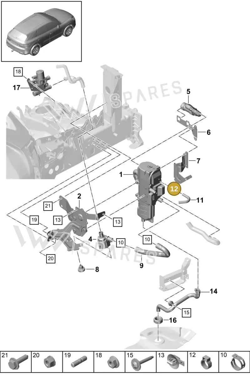 N10231301 — Porsche Cayenne Diesel V6 (2017-2023) diagram p51813085, position 12