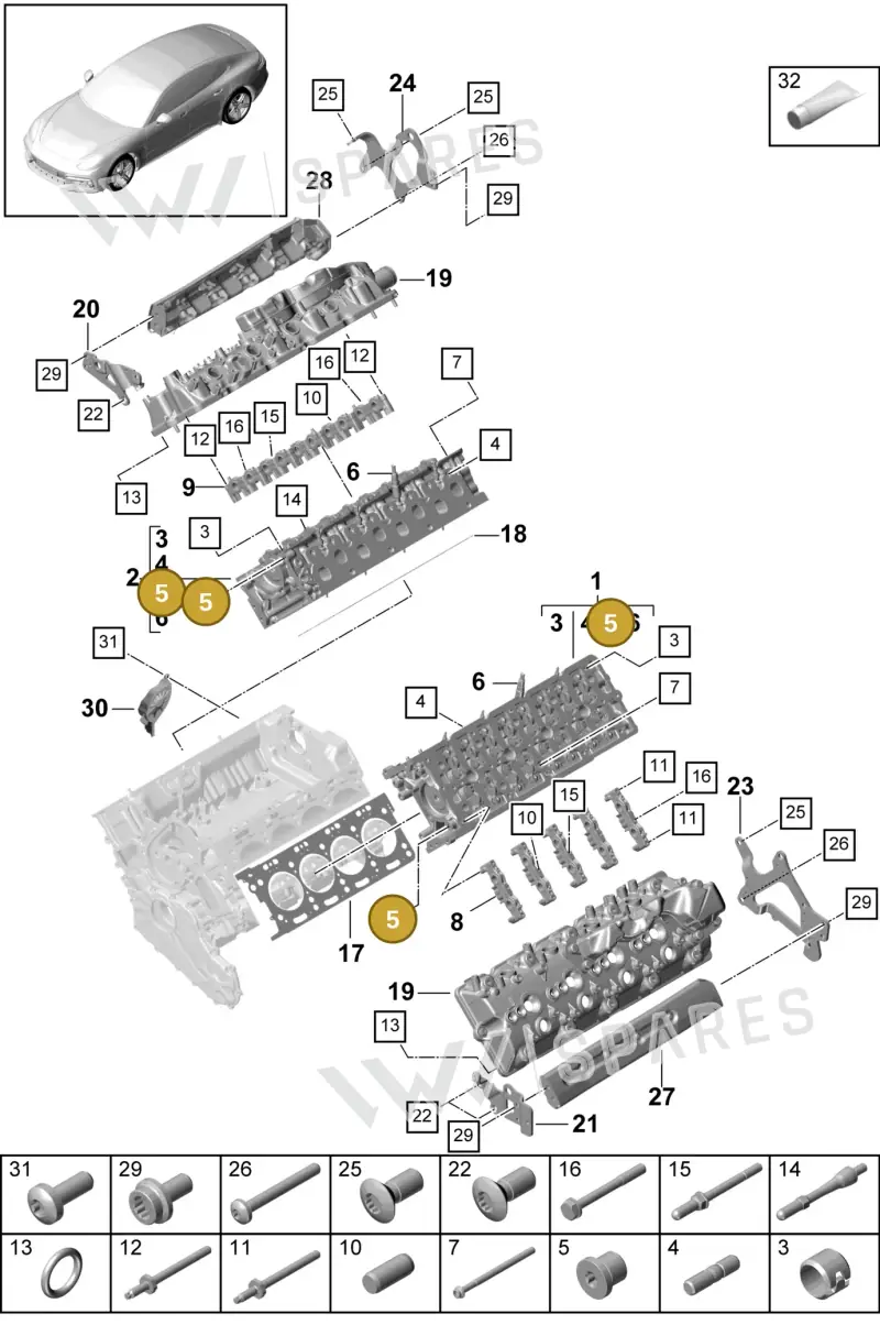 N10283304 — Porsche Panamera 4 Hybrid (2016-2020) diagram p49103010, position 5