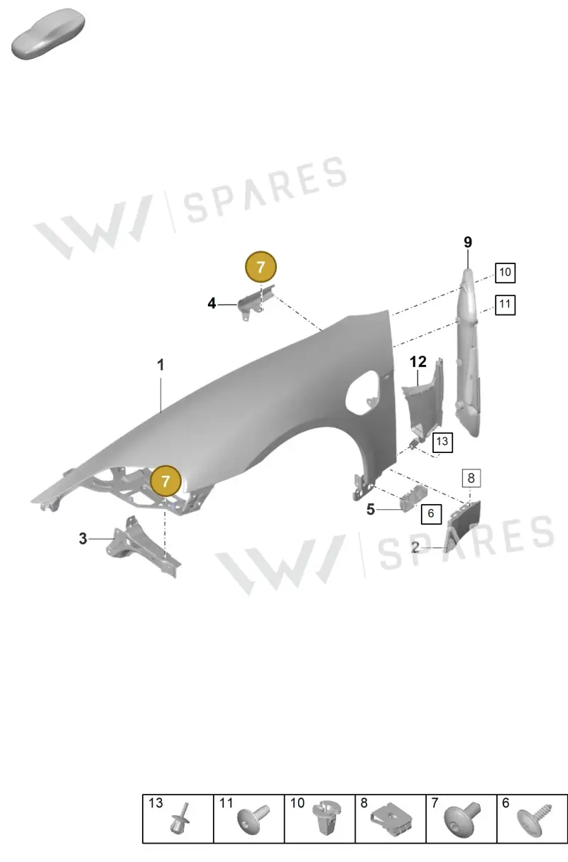 N10321003 — Porsche Taycan Sport Turismo (2019-2024) diagram p56801600, position 7