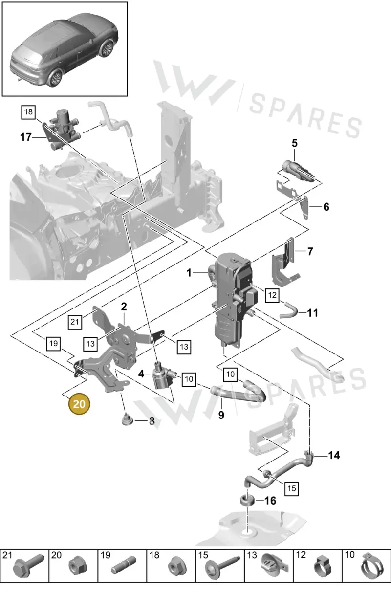 N10340103 — Porsche Cayenne Diesel V6 (2017-2023) diagram p51813085, position 20