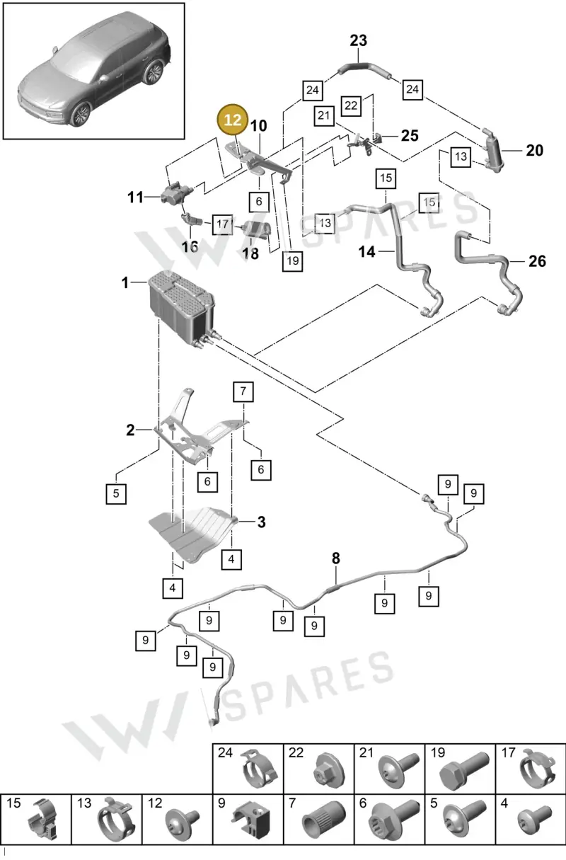 N10354503 — Porsche Cayenne Diesel V6 (2017-2023) diagram p51201060, position 12