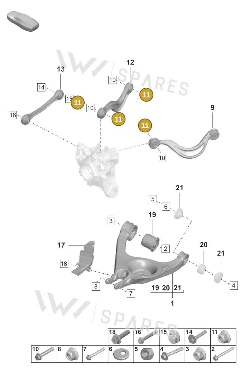 N10402904 — Porsche Panamera 4 Hybrid (2020-2023) diagram p58501050, position 11