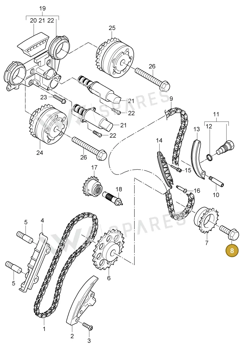 N10404404 — Porsche Cayenne (2007-2010) diagram p31103020, position 8