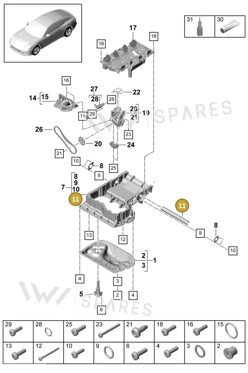 N10448504 — Porsche Panamera 4 Hybrid (2016-2020) diagram p49104020, position 11