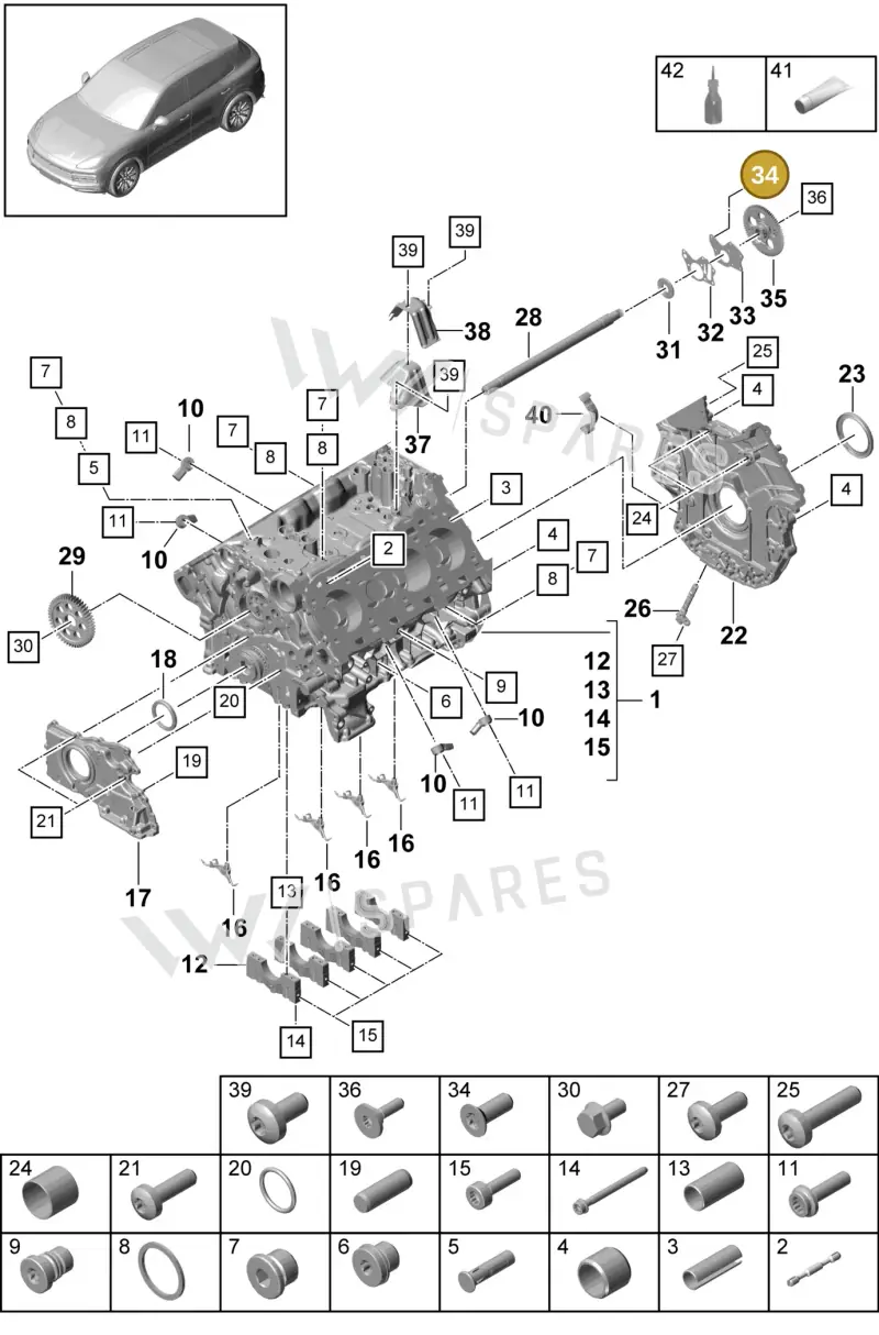 N10448506 — Porsche Cayenne Diesel V6 (2017-2023) diagram p51101050, position 34