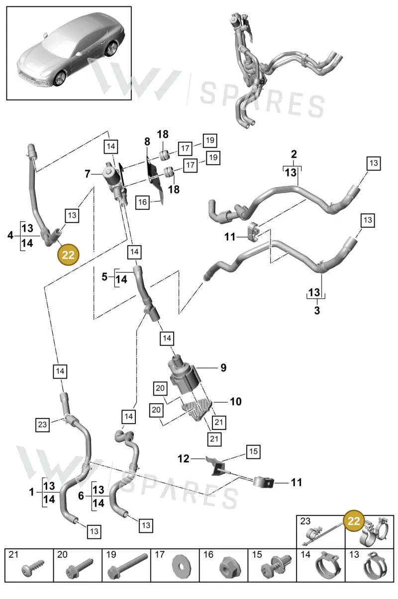 N10450801 — Porsche Panamera 4 Hybrid (2016-2020) diagram p49813030, position 22