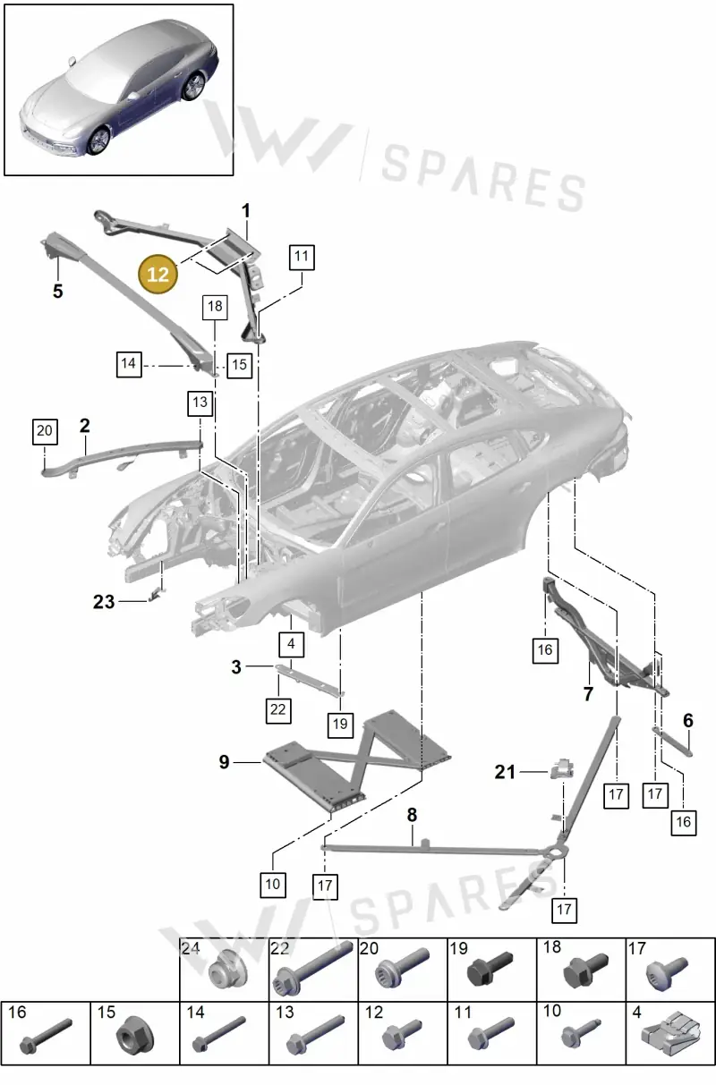 N10551901 — Porsche Panamera 4 Hybrid (2016-2020) diagram p49801015, position 12