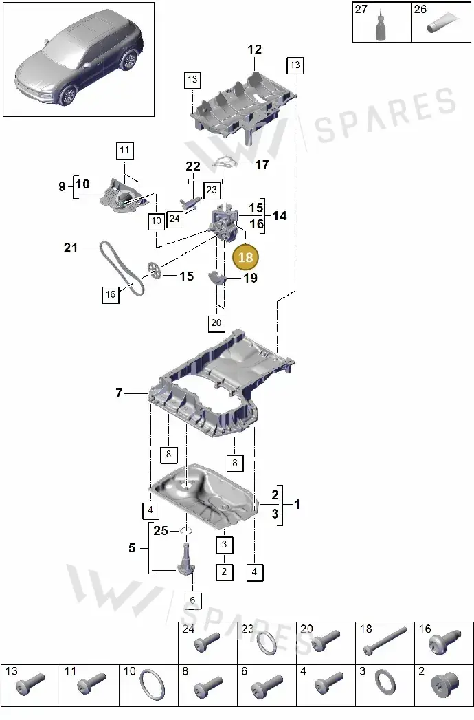 N10562603 — Porsche Cayenne Diesel V6 (2017-2023) diagram p51104025, position 18