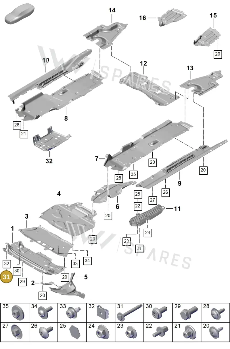 N10576702 — Porsche Cayenne Hybrid Coupe (2023-) diagram p60801700, position 31
