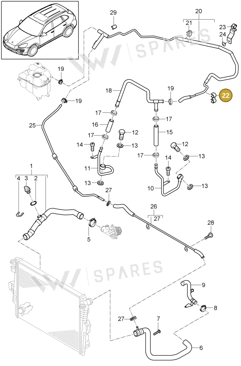 N10590101 — Porsche Cayenne (2010-2018) diagram p37105050, position 22